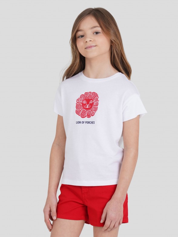 T-shirt com Estampado Leão