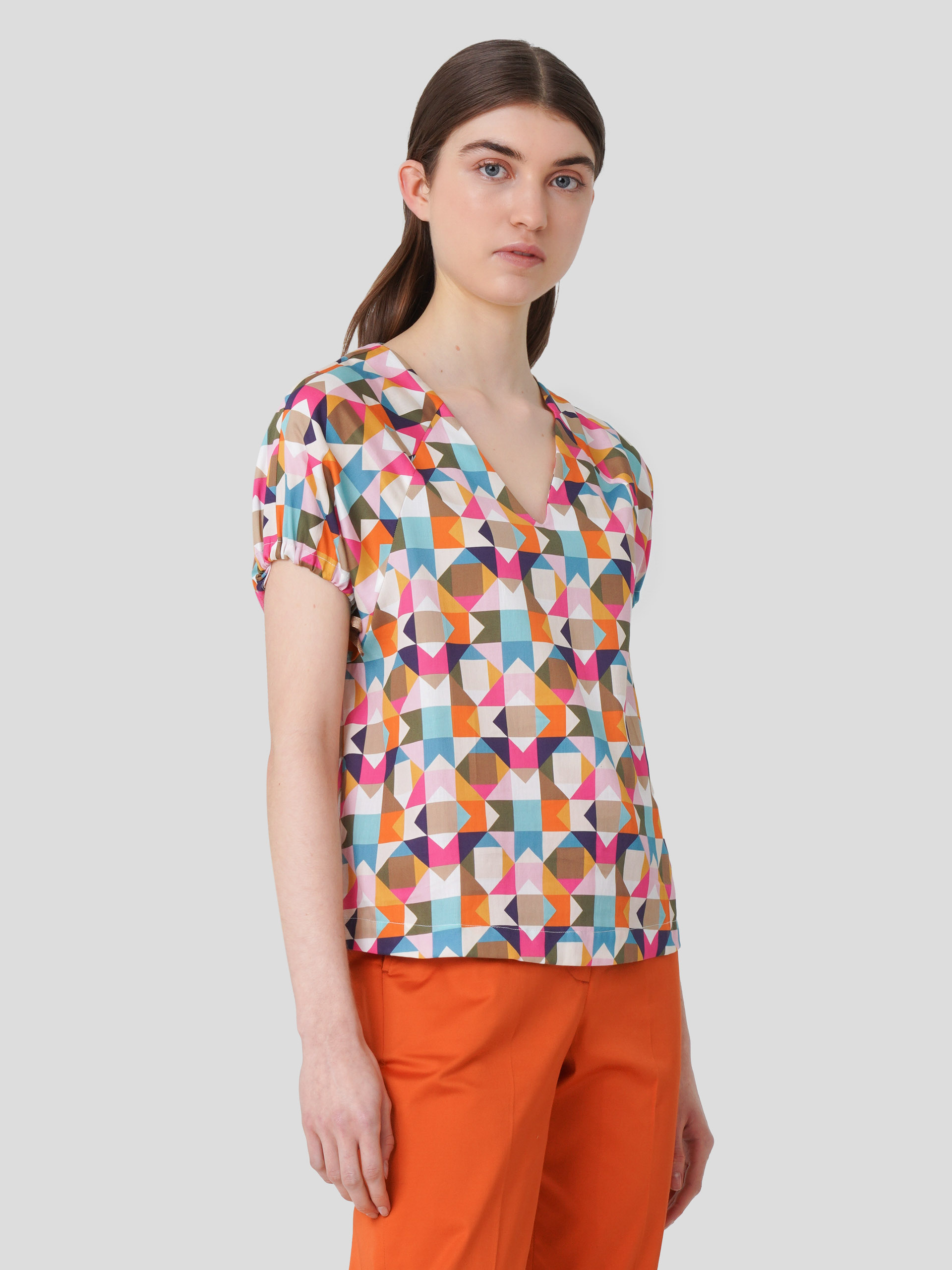 Blusa de Manga Curta Estampada