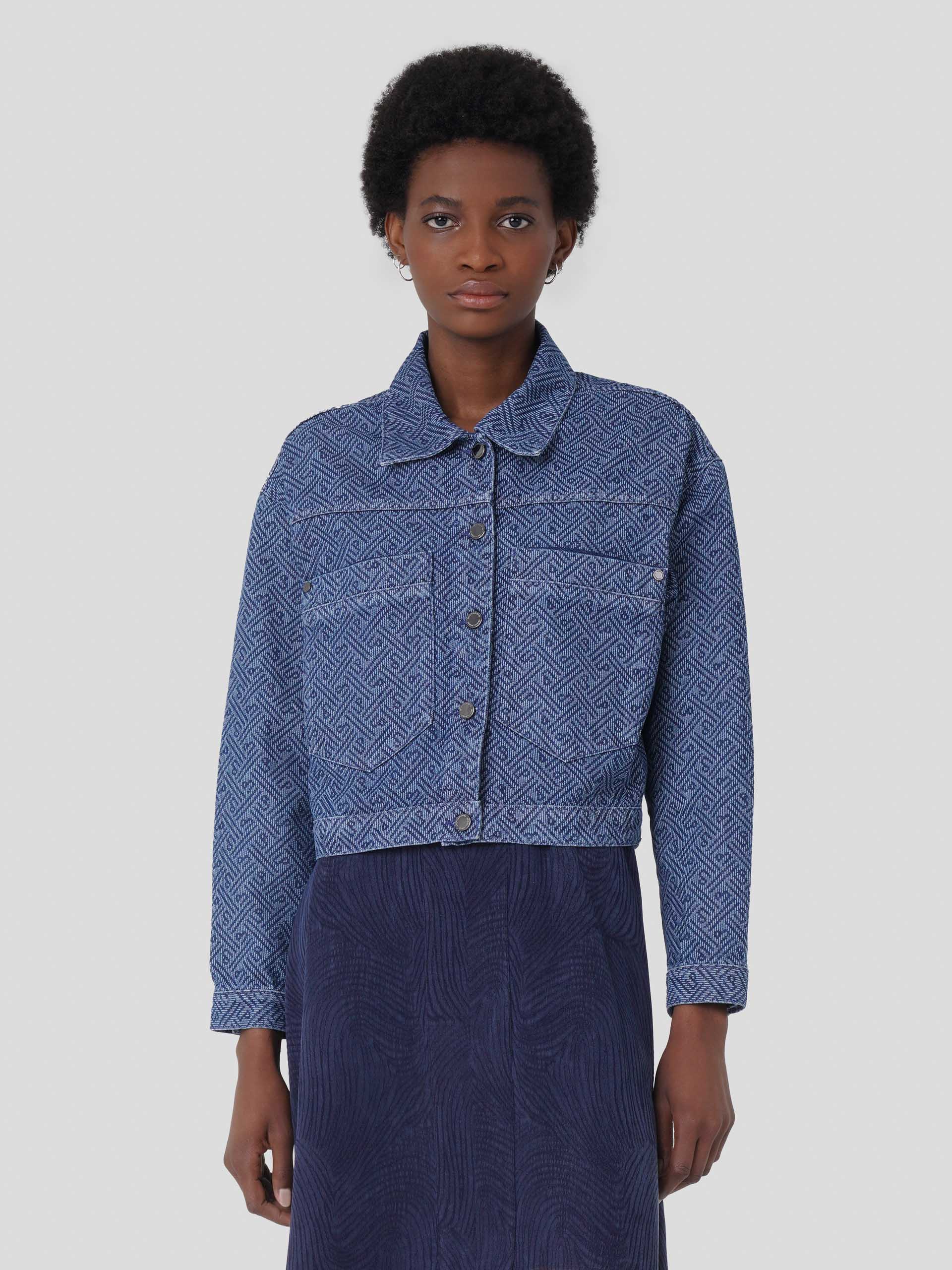 Blusão denim jaquard