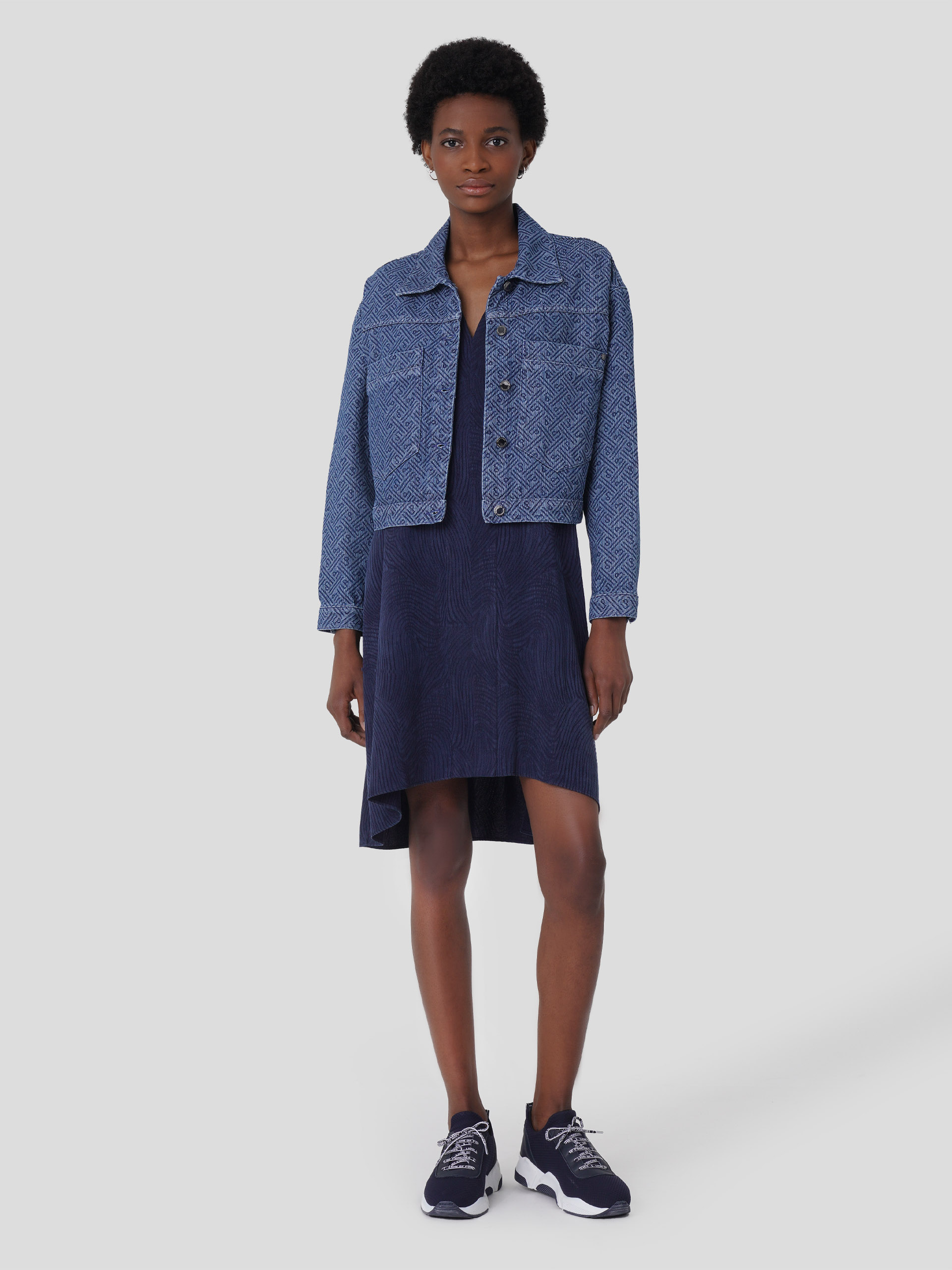 Blusão denim jaquard