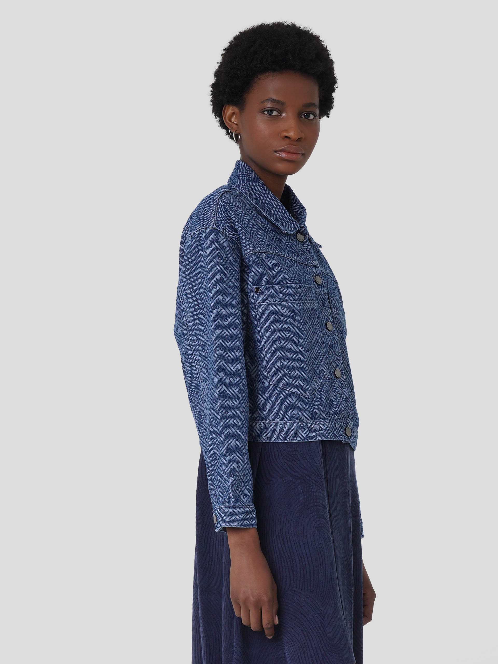 Blusão denim jaquard