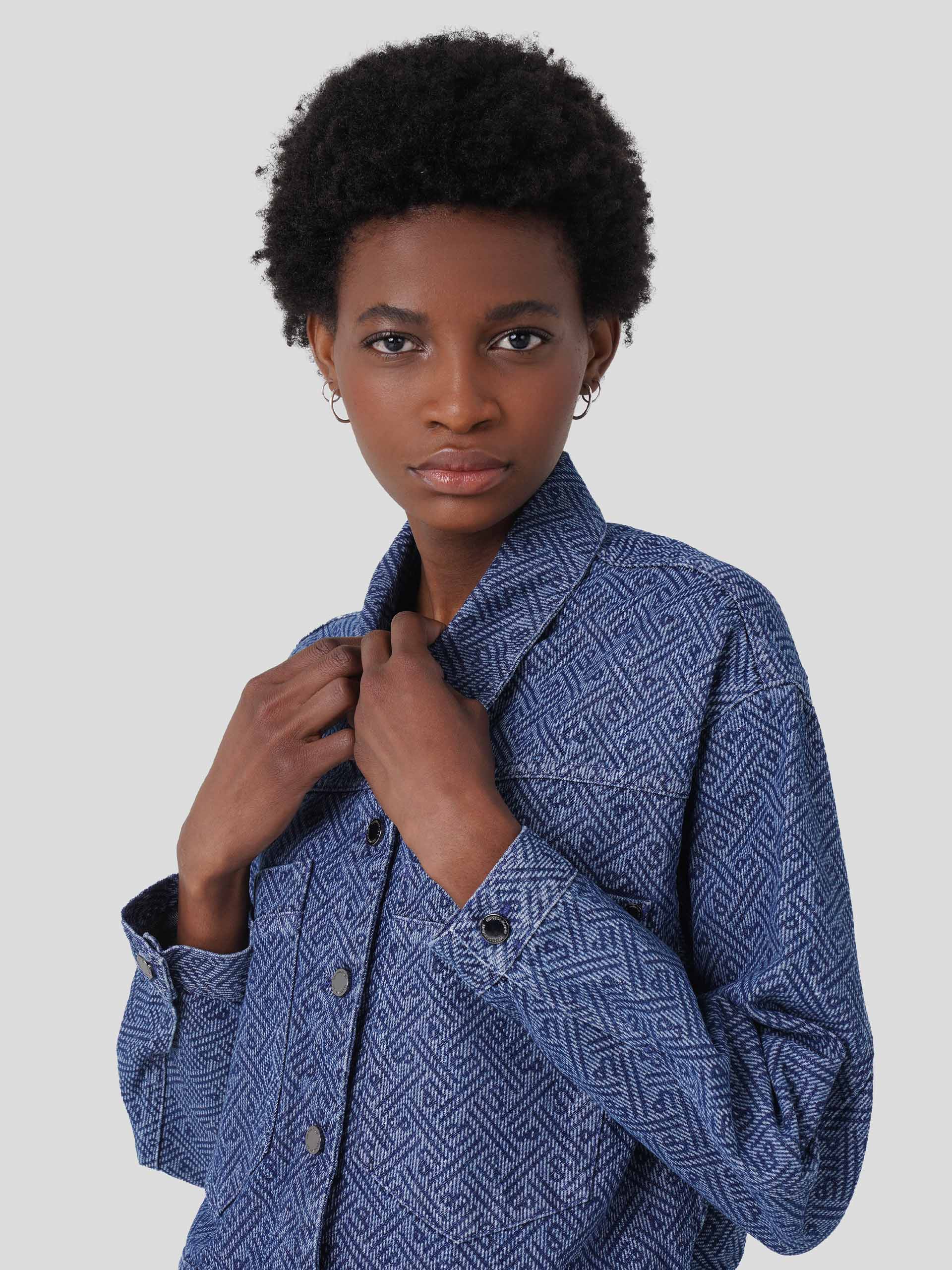 Blusão denim jaquard