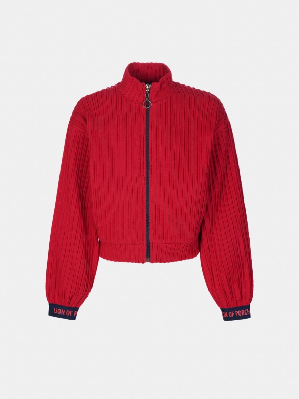 Red ribbed jacket