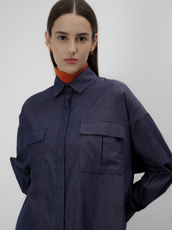Camisa denim assimtrica