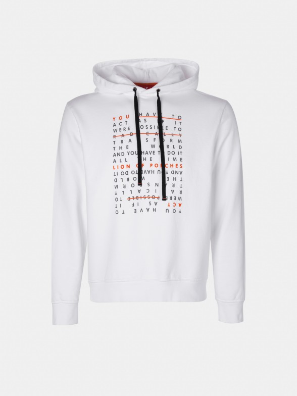 Sweatshirt com capuz e mensagem estampada