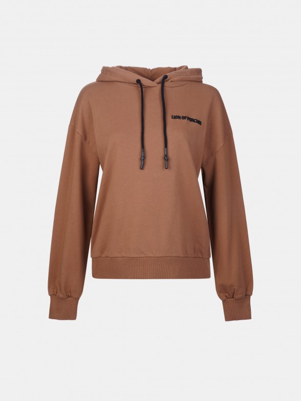 Sweatshirt camel com capuz