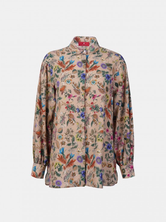 Camisa assimtrica com estampado floral