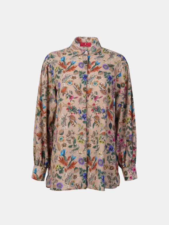 Asymmetric shirt with floral print