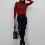 High-neck sweater in cotton and wool