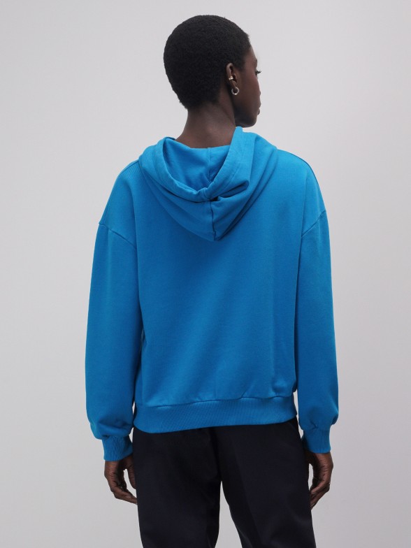 Blue sweatshirt with hood