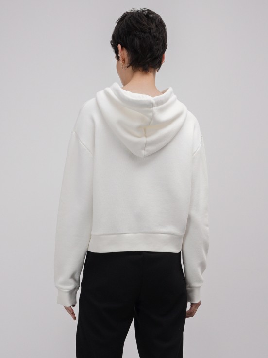 Short sweatshirt with velvet print