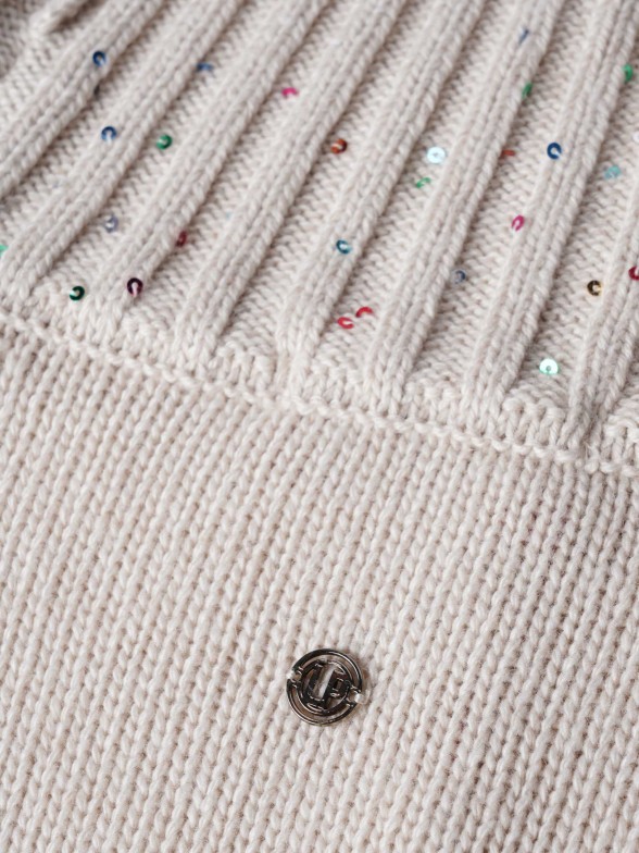 High-neck sweater with sequins