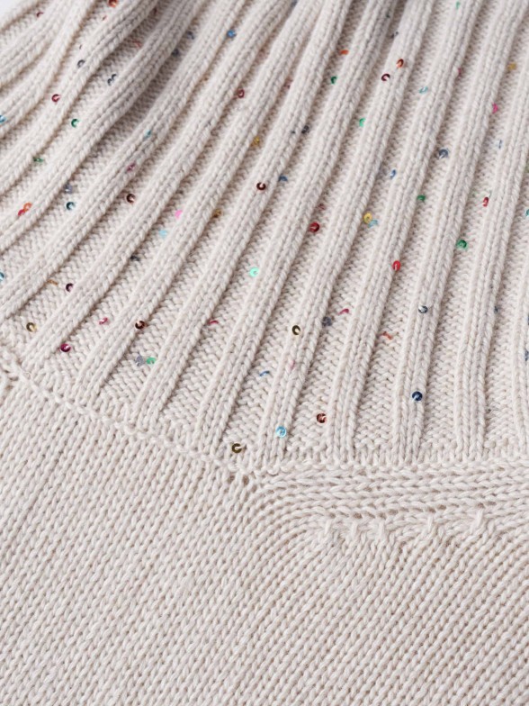 High-neck sweater with sequins