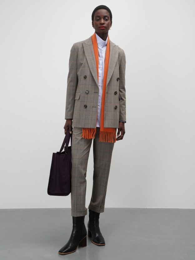 Blazer comprido em xadrez