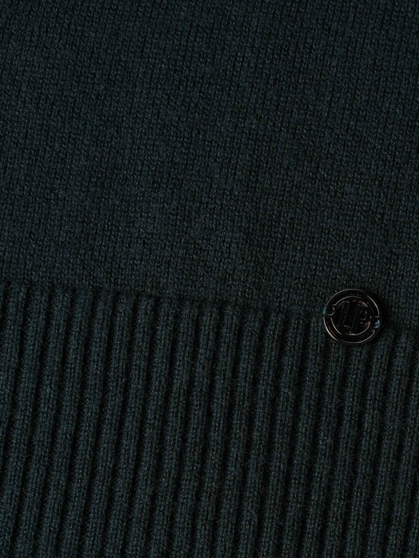 Cardigan comprido de lã merino e caxemira com detalhe de cachecol