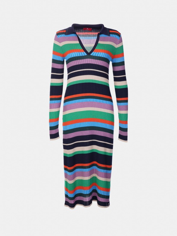 Long multicolor striped dress