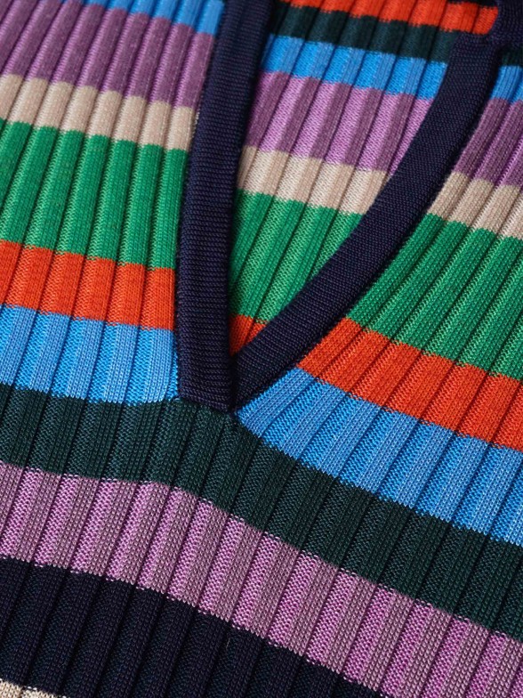 Vestido comprido riscas multicolores