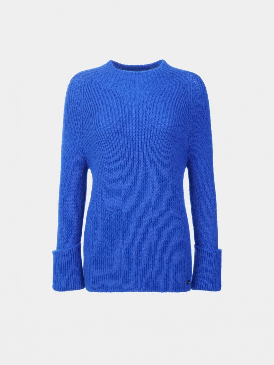 Jersey de lana con medio cuello y puos remangados