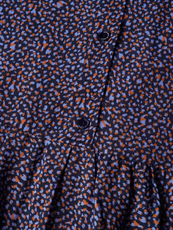 Vestido estampado com folho