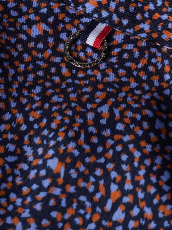 Vestido estampado com folho