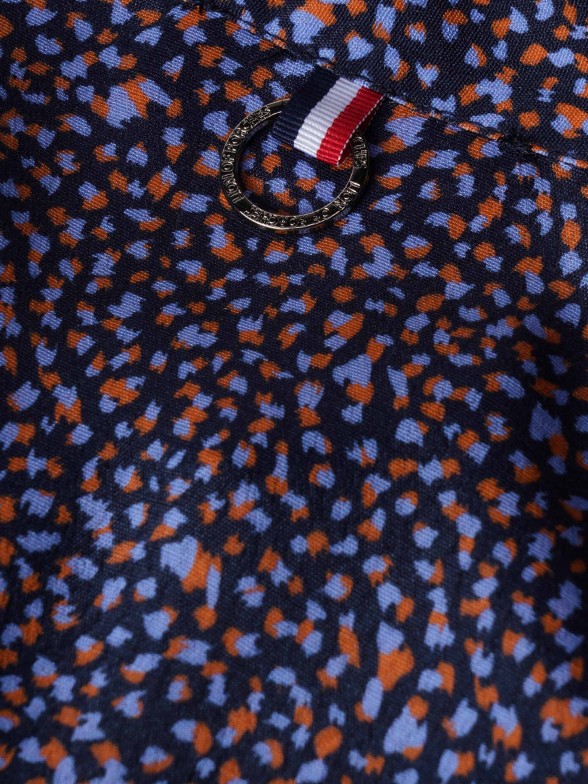 Vestido estampado com folho