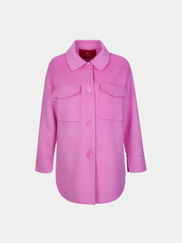 Overshirt rosa em lã