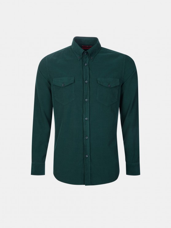 Camisa para hombre slim fit de corduroy en color liso