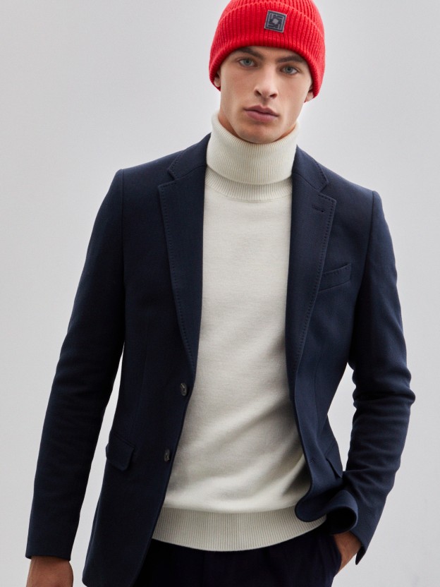Man's blazer in textured fabric with lining