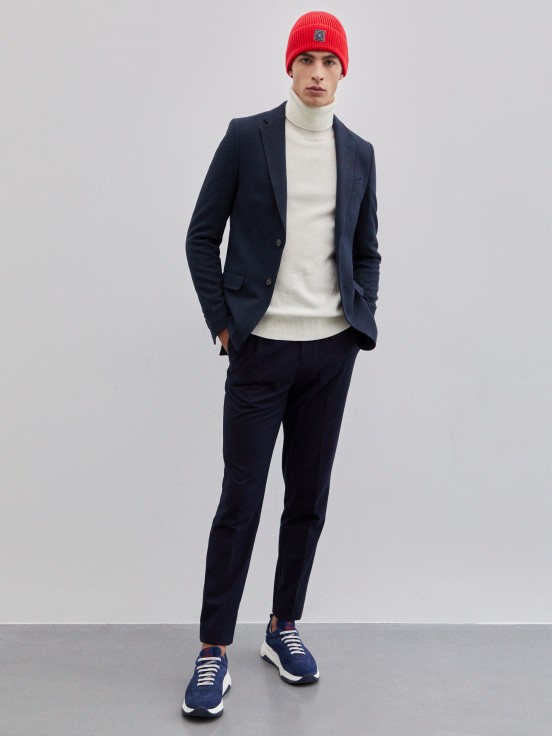 Man's blazer in textured fabric with lining