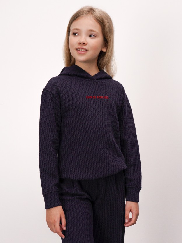 Hooded sweatshirt with contrasting lettering