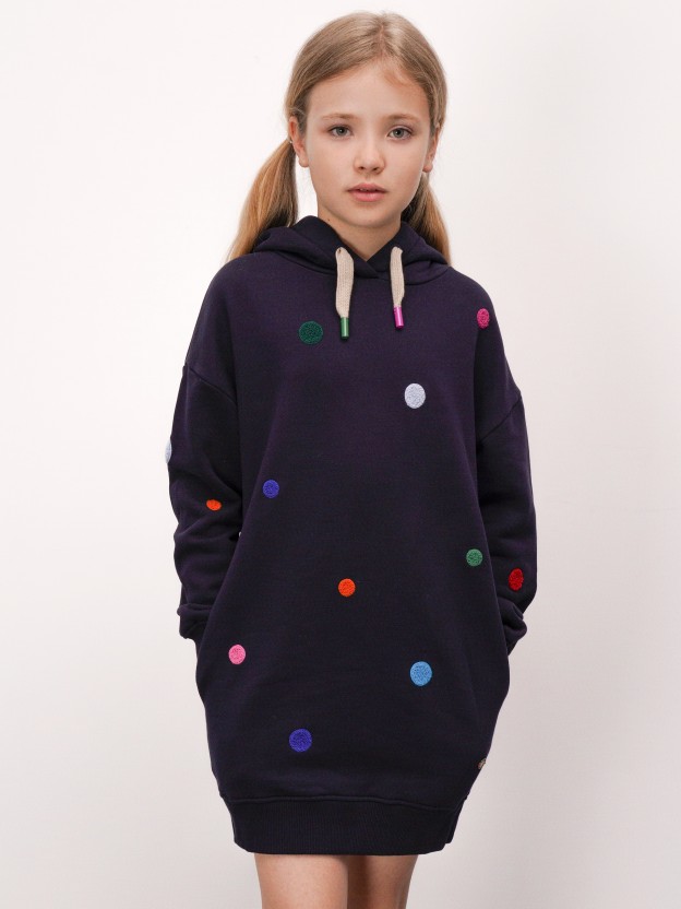 Dress with polka dots and hood