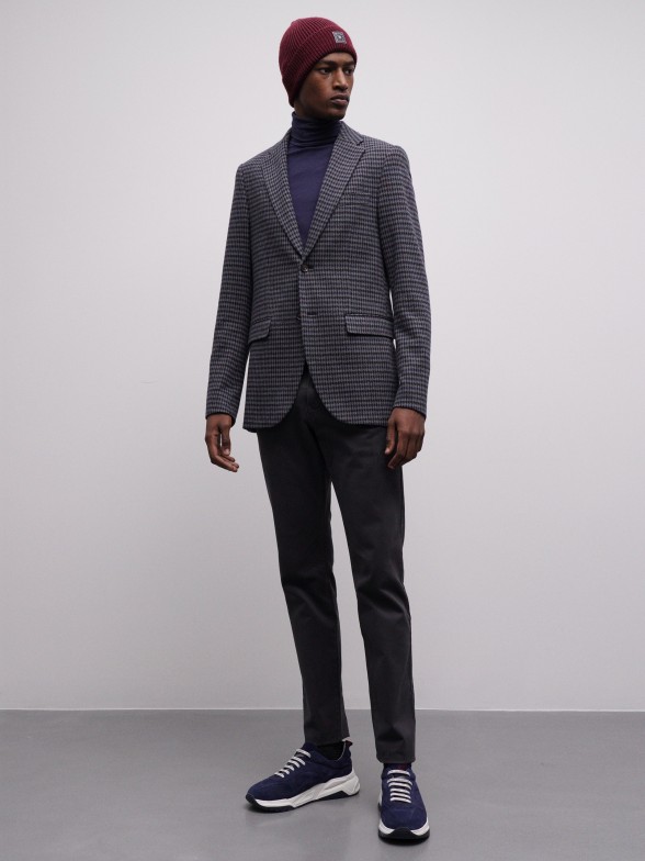 Blazer slim fit em algodo e l
