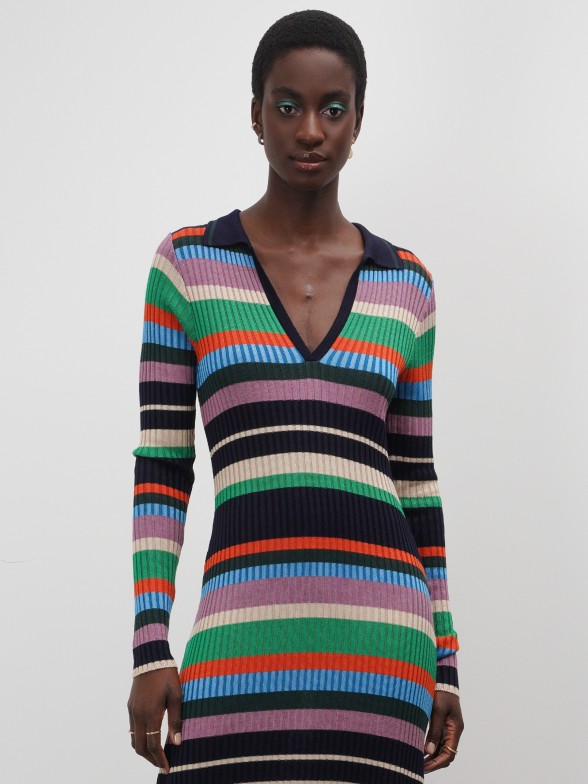 Long multicolor striped dress