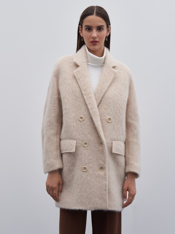 Oversize coat in wool and mohair