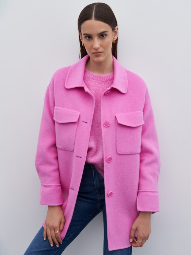 Overshirt rosa em lã