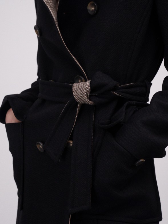 Wool double-breasted raincoat