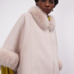 Short wool cape with fur details