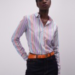 Regular fit shirt with multicolor stripes
