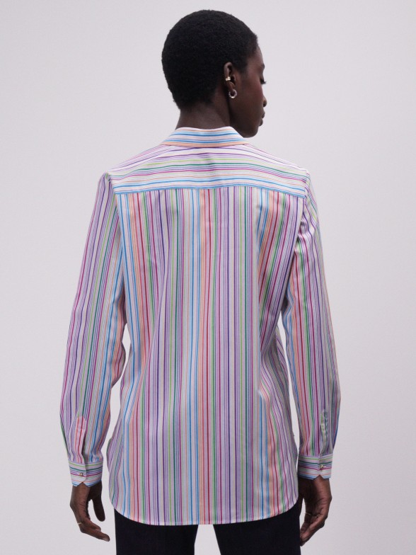 Regular fit shirt with multicolor stripes