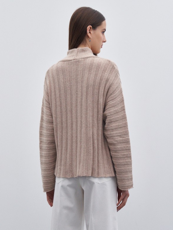 Beige structured knitted sweater