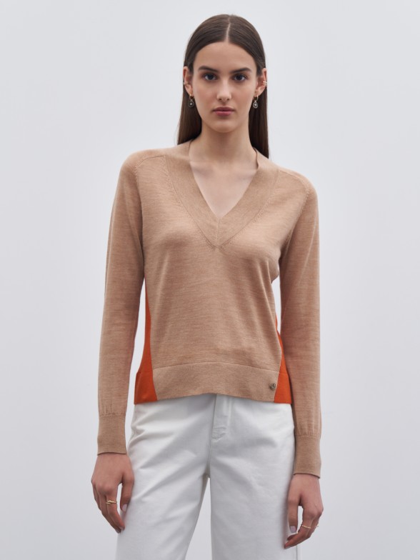 Bicolor 100% merino wool sweater