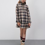 Checkered dress with frill detail