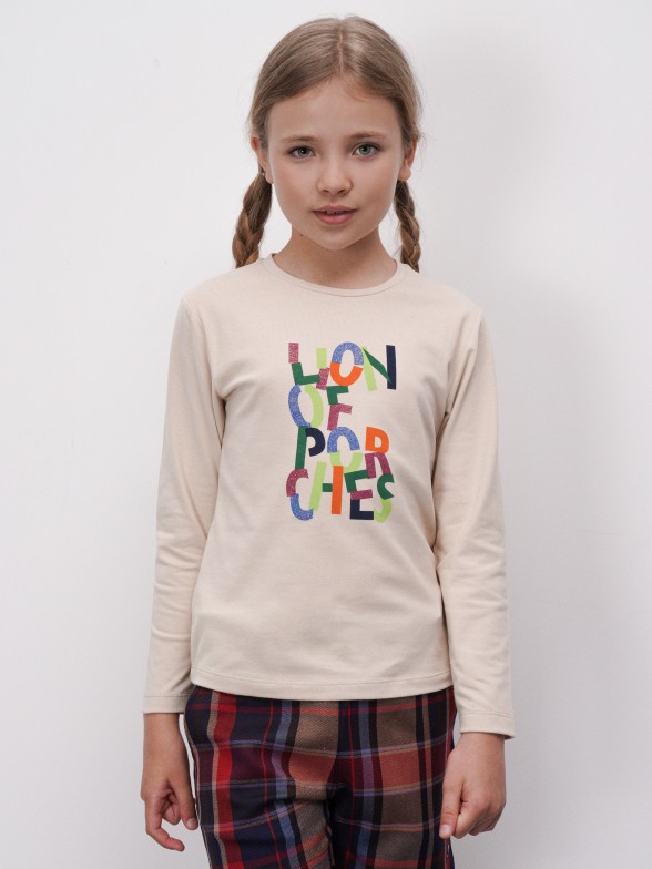 Camisola de algodão com lettering colorido