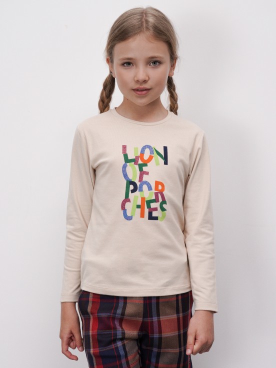 Camisola de algodo com lettering colorido