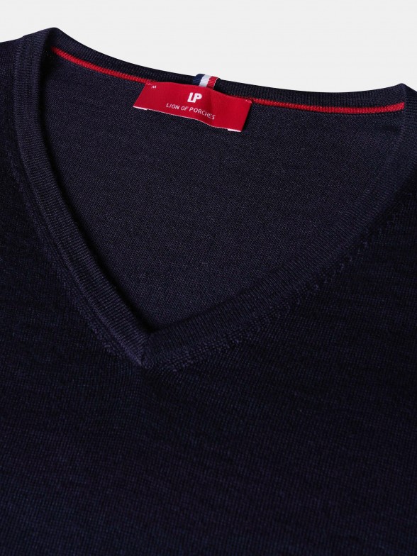 Camisola para homem com decote em V em 100% l merino