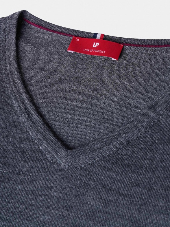 Camisola para homem com decote em V em 100% lã merino
