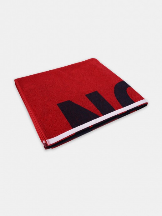 Tricolour cotton beach towel with branding