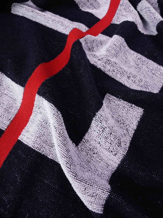 Tricolour cotton beach towel with branding