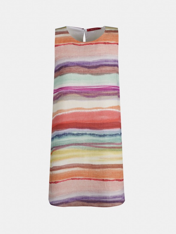 Vestido curto estampado riscas