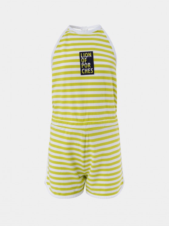 Striped overalls sleeveless printed